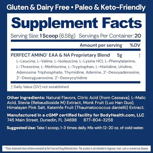 BodyHealth PerfectAmino - BCAA and EAA Powder for Pre and Post Workout - Amino Acid Energy Drink for Men and Women to Support Lean Muscle and Recovery - Mixed Berry - 20 Servings - Image 2