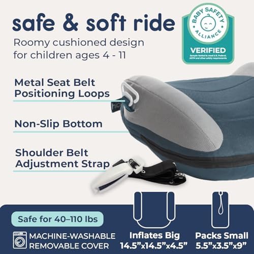 UberBoost Inflatable Booster Seat for Car, Travel Booster Seat, Ocean Blue - Image 3