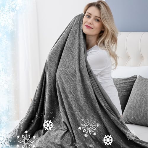 CHOSHOME Cooling Blanket for Hot Sleepers Lightweight Summer Cold Thin Blankets for Sleeping, Hot Flashes Night Sweats, Soft Blanket for Bed, Oversized King 96" x 120", Black by CHOSHOME