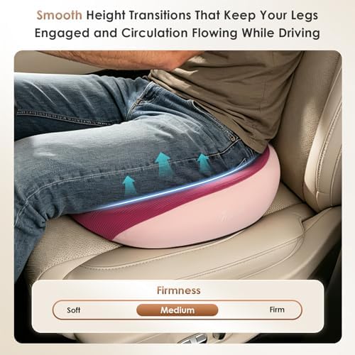 FLORICH Large Car Seat Cushion for Long Sitting, Ergonomic Memory Foam Driving Seat Cushion for Back & Sciatica Pain Relief, Non-Slip Washable Seat Cushion for Car, Driver, Office-Pink - Image 6