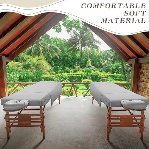 Mixweer 9 Pcs 3 Set Microfiber Massage Table Sheets Set Bulk Includes Flat Sheet, Fitted Sheet with Pocket, Face Rest Cover(Gray) - Image 5