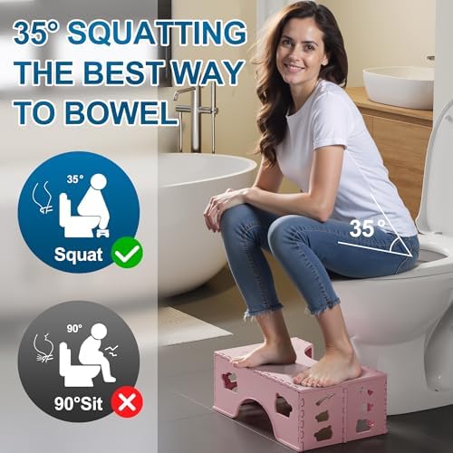 Foldable Poop Stool Adult, 7 Inch Toilet Stool Squat, Pink Potty Stool - Image 2