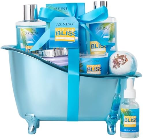 Gift Baskets for Women Spa Gift Baskets for Men Bath and Body Gift Set for Her, Ocean Bliss scents Lotion Spa Gifts for Women Bath Gift for Her or Him Body care gifts Home Spa Kit BathTub by ASINING
