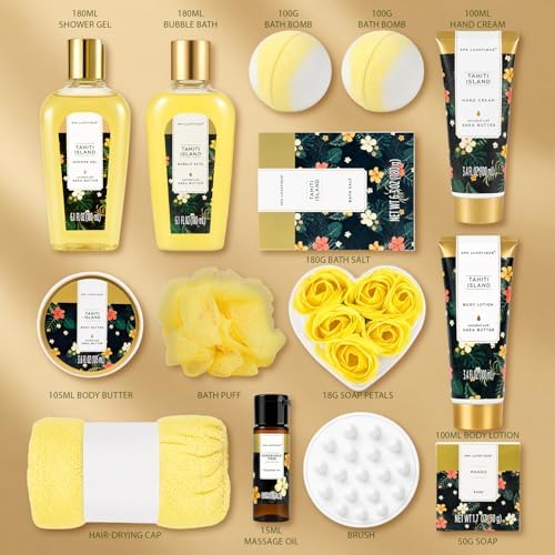 Spa Luxetique Tahiti 15pc Gifts for Women Spa Gift Baskets for Women - Image 2