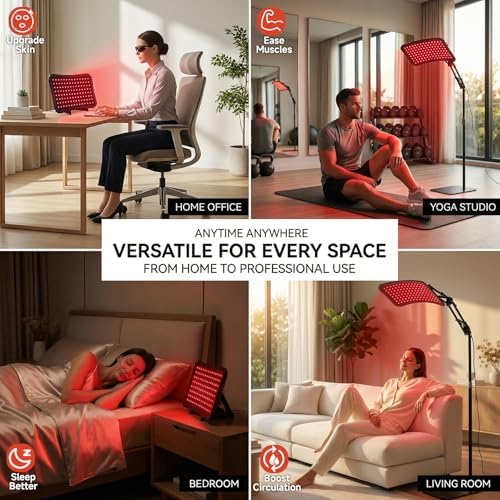 Renergy Red Light Therapy Lamp with Stand, 660nm 850nm Near Infrared Red Light Therapy Panel for Face & Body, Portable LED Light Therapy Device with Remote Control, 5 Brightness 3 Timer for Home Use - Image 6