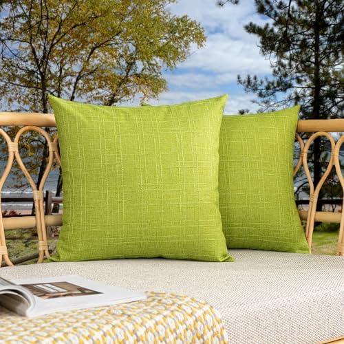 Kevin Textile Outdoor Waterproof 22”x22” Pillow Covers 2 Pack, Green by KevinTextile