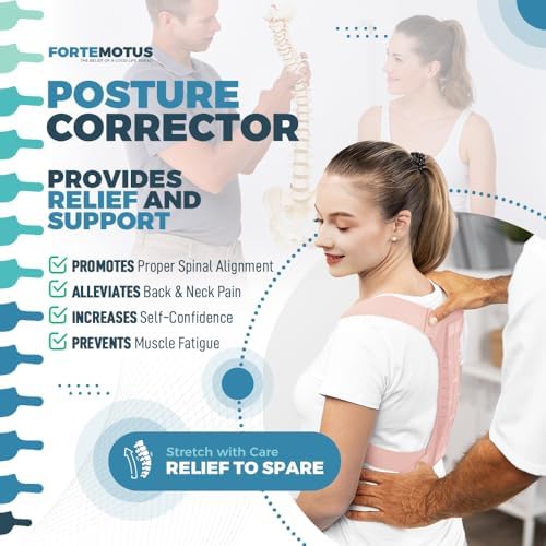FORTEMOTUS Posture Corrector for Men and Women, Fully Adjustable Back Straightener for Mid, Upper Spine Support, Posture Corrector for Hunchback,Neck, Shoulder, Clavicle and Back Pain Relief Coral - Image 2