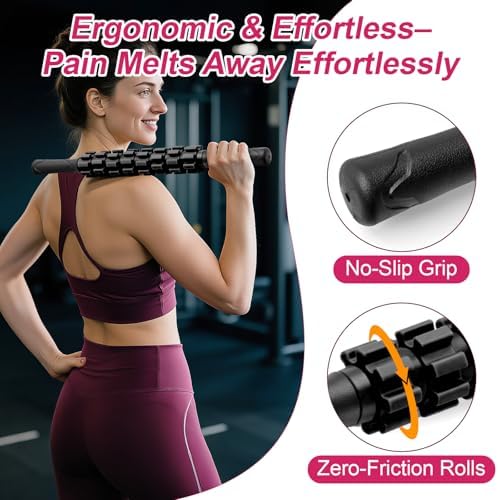 ZanLLW Muscle Roller Stick, Muscle Roller, Liposuction Massage Roller for Lymphatic Drainage, Massager Stick for Relief Muscle Soreness, Trigger Points, Help Exercise Runner Legs, Back Recovery - Image 2
