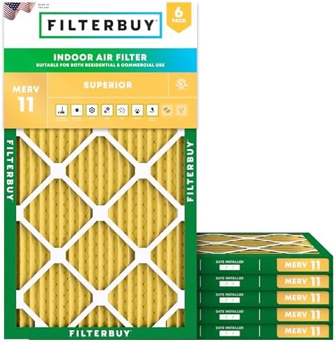 Filterbuy 8x20x1 Air Filter MERV 11 Pet & Allergy Defense (6-Pack) by Filterbuy