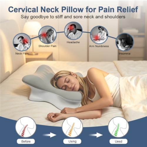 Cervical Neck Pillow for Pain Relief, Ergonomic Reading Pillow for Bed - Image 4