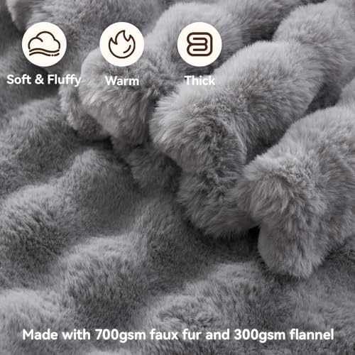 Anysay Faux Fur Throw Blanket, 1000GSM Fluffy Soft Bubble Blanket 60''*80'' - Image 2