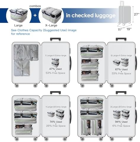 Grand Fusion Stow-N-Go Portable Hanging Travel Shelves, Packing Organizer for Luggage. Carry on Closet with Hanger for Clothes. Expandable Packing Cube. Travel Essentials, Light Gray - L - Image 6