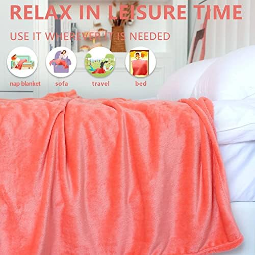 NANPIPER Fleece Blankets, Super Soft Flannel Queen Size Blanket for Bed, Luxury Cozy Microfiber Plush Fuzzy Blanket,Living Coral - Image 4