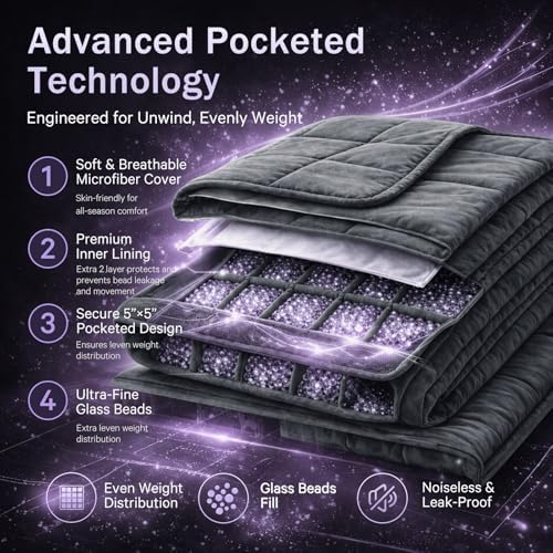 Weighted Blanket for Adults 20lbs, 60"x80", Queen Size Cooling Heavy Throw Blanket for 180-220lbs, Microfiber Soft Big Blankets Weighted Comforter, Grey - Image 3