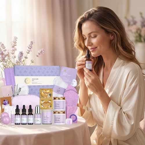 Gifts for Women, 30Pcs Lavender Skin Care Gift Set for Women, Bath & Body Gifts Basket Set, Home Spa Self Care Gift, Essential Oil, Anniversary, Face Serum, Pampering Gift, Birthday, Christmas, Wife - Image 2