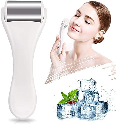 MAANGE Ice Roller for Face & Eye,Puffiness,Migraine,Pain Relief and Minor Injury,Skin Care Products Stainless Steel Face Massager Ice Roller Massager (White) by MAANGE