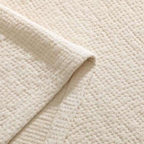 Tommy Hilfiger - Twin Cotton Blanket, Woven Running Stitched Bedding, Medium Weight Soft Blanket, Anti-Pilling & Fade Resistant, Ideal for Layering, Oeko-TEX Certified (Beige) - Image 6