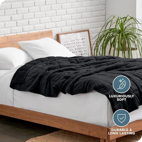 Bare Home Minky Fleece Weighted Blanket (Black, 40"x60" 10lbs) - Image 5