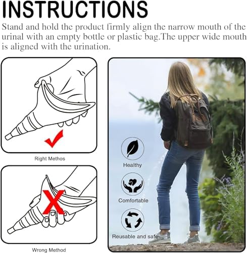 Female Urination Device, Reusable Female Urinal Silicone Women Pee Funnel | Women to Pee Standing Up, The Perfect Companion for Camping,Travel travel outdoor, folds compact, easy rinse - Image 5