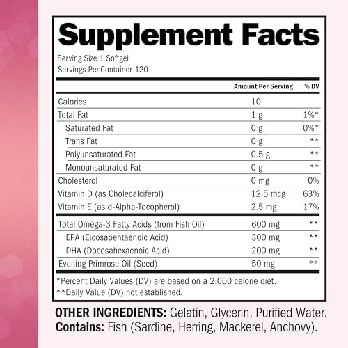 Fish Oil Omega 3 Supplement for Women with Evening Primrose Oil & Vitamin D - Image 4