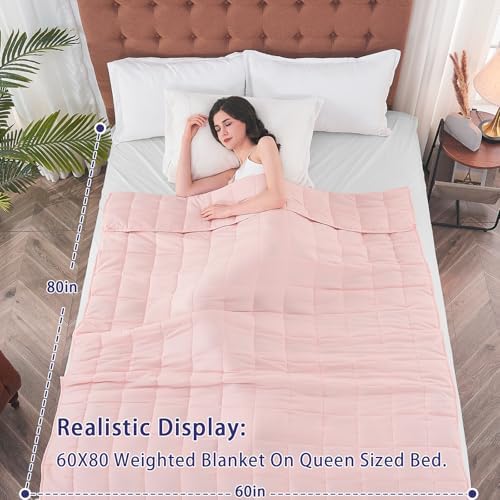 yescool Weighted Blanket for Adults 20lbs Queen Size, 60" x 80", Pink - Image 2