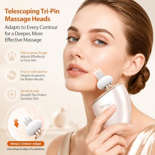 Mini Massage Gun,Designed by Japanese Experts,3-Pin Retractable Head (For Face & Scalp) + Round Head (For Muscle Groups),Percussion Deep Tissue Massage,4 Speed Settings,0.5lb,for Home/Gym,Ideal Gift - Image 3