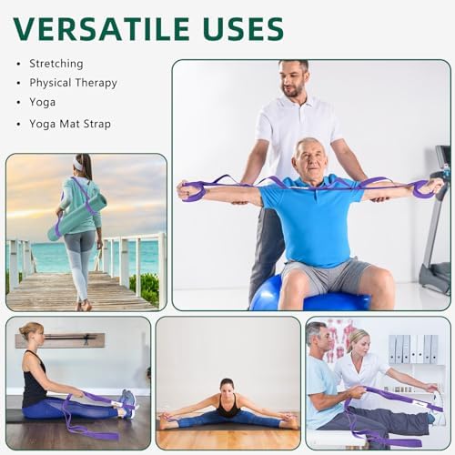 Abiarst Stretching Strap Yoga Straps for Physical Therapy, 10 Loops Non-Elastic Stretch Band for Pilates, Flexibility, Exercise and Gymnastics - Image 2