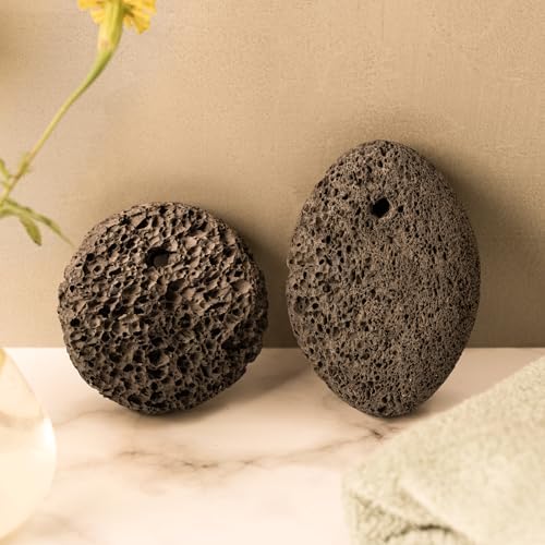 Natural Pumice Stone Set - Lava Foot Scrubber File, Round and Oval Shapes for Effective Exfoliation - Ideal for Cracked Heels, Callus Remover, and Dead Skin Removal - Brown Gray, 2-Pack - Image 3