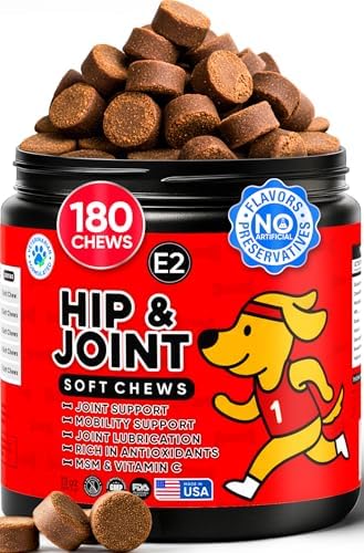 Hip & Joint Supplement for Dogs - Dog Treats with Glucosamine Chondroitin & Hyaluronic Acid - Chews for Mobility Support - Pain and Inflammation Relief - Tasty Dog Supplements for Comfort - 180 Count by Unknown