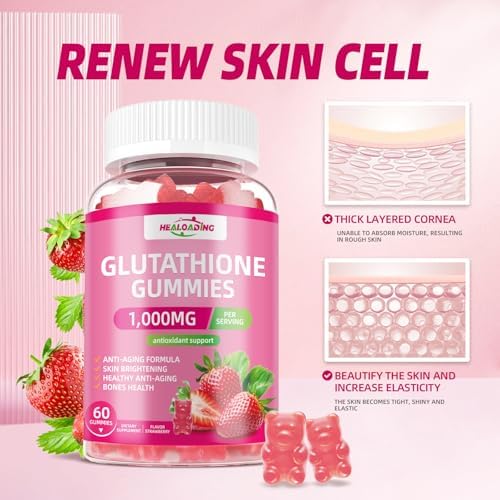 Glutathione Supplement Collagen Gummies: L-Glutamine Contains Marine Collagen Vitamins C, E, D&B12 Glutathione Gummies 1000mg for Anti-Aging Formula and Strengthen Bones - Image 5
