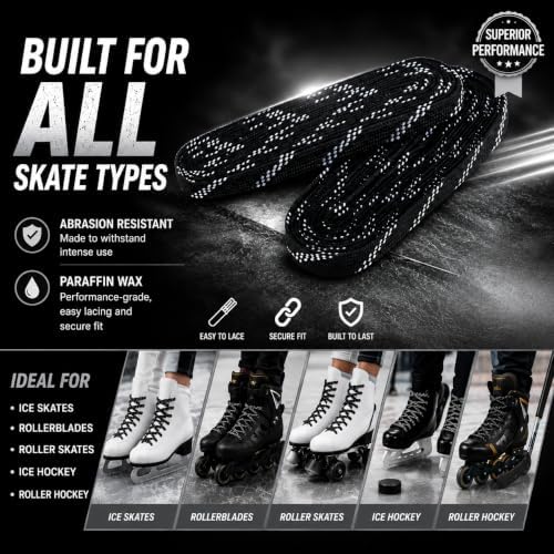 Rollerex Gladiator Waxed Skate Laces (Multiple Size & Color Options) - Quad, Ice, Roller, More - Image 3