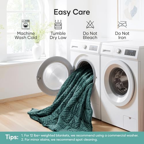 Cottonblue Weighted Blanket 15lbs Queen Size for Adults, 60 x 80in Green - Image 5