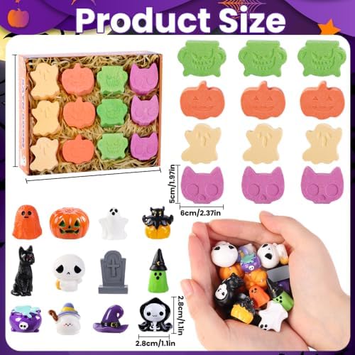 Vellibring 12Pcs Halloween Bath Bombs with Surprise Toys Inside, Trick or Treat Present Set Ghost Shape Organic Natural Bubble Bath Fizzy for Kids Boys Girls - Image 3