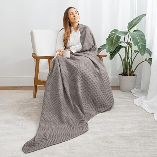 Comfy Cubs 100% Cotton Waffle Weave Throw Blanket Breathable Skin-Friendly Soft Lightweight Blankets - Perfect Warm Textured Blanket Layer - Size for Couch Bed & Sofa (Charcoal, 50" X 60") - Image 6