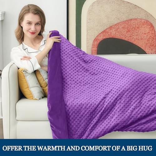yescool Weighted Blanket for Adults (15 lbs, 60" x 80", Violet) Heavy Blanket for Sleeping Perfect for 140-160 lbs, Queen Size Breathable Blanket with Premium Glass Bead, Machine Washable - Image 7