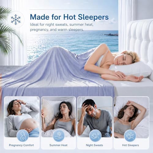 King Size Cooling Blanket for Hot Sleepers - Lightweight Breathable Cool Cold Blanket - Keep Cool for Night Sweats, Soft Thin Ice Blankets for Bed Couch Sofa, (Purple, 90"x108") - Image 3
