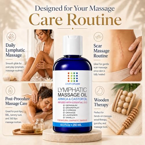 Lymphatic Drainage Massage Oil for Massage Therapy, Arnica & Castor, 8.5 Oz - Image 3