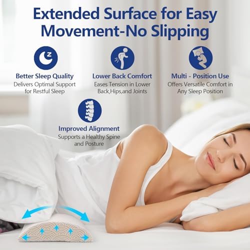 Cozyhealth - 2.95" H*18.7" L - Soft Small Lumbar Pillow for Sleeping, Memory Foam Back Lumbar Support Cushion for Lower Back Pain Relief Bed Waist Sleep Support Pillow for Side, Back (White, Small) - Image 3