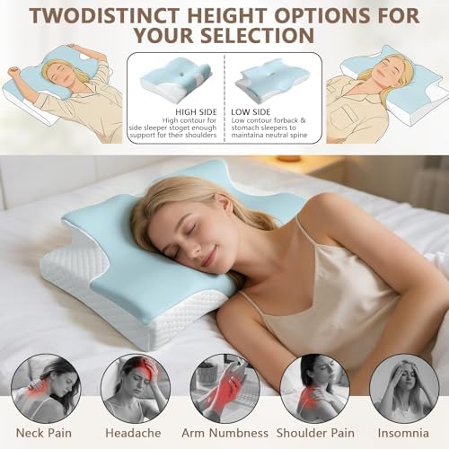 Memory Foam Cervical Neck Pillow, Ergonomic Contour Bed Pillow - Image 3