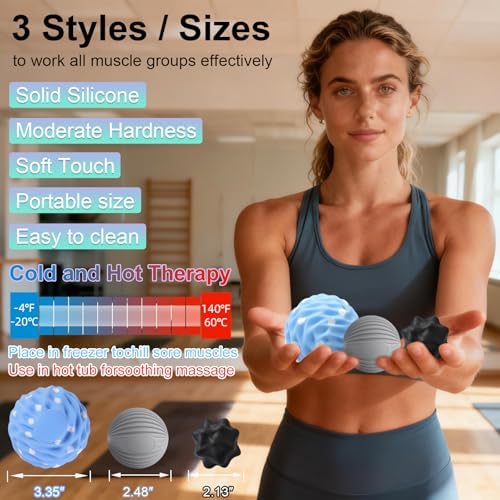 HODEMI Spiky Massage Ball Set, 3 Pack Spiky Ball, Ribbed Massage Ball & Trigger Point Ball for Deep Tissue Massage and Myofascial Release for Back, Neck, Hip, Shoulder and Foot with Mesh Bag - Image 3