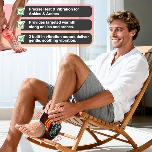 Cordless Ankle Massager for Pain Relief, Foot Massager for Neuropathy, Foot and Ankle Massager, Rechargeable 3000mAh Battery, 4 Heat Levels 3 Vibration Modes, Black - Image 3