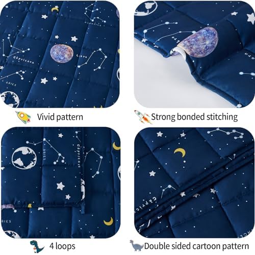 Weighted Blanket - 2 lbs Navy Starry Sky Heavy Blanket, 36"x48", Small Size Breathable Lap Blanket - Image 2