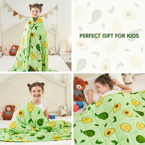 yescool Weighted Blanket 10 Pounds Cooling Weighted Lap Blanket, Green Avocados Heavy Blanket for Sleeping, Breathable Weighted Throw Blanket Gifts for 80-110lbs, 40"x60" - Image 5
