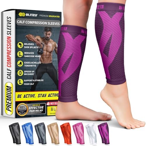 BLITZU Calf Compression Sleeves, Footless Compression Socks for Men & Women by BLITZU