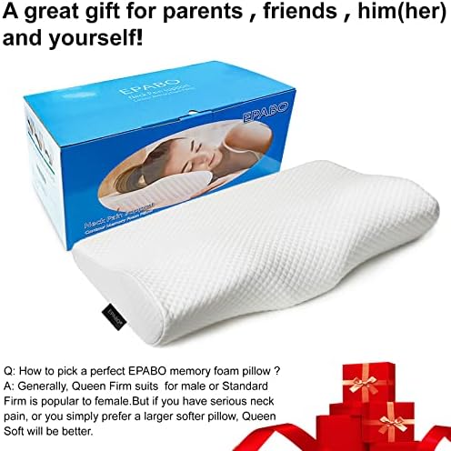 EPABO Contour Memory Foam Pillow Orthopedic Sleeping Pillows, Ergonomic Cervical Pillow for Neck Pain - for Side Sleepers, Back and Stomach Sleepers, Free Pillowcase Included (Firm & Queen) - Image 6