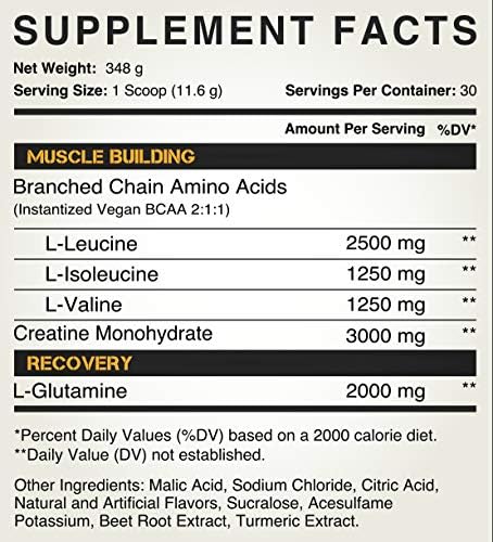 Peak Post Workout - BCAA 2:1:1 Creatine - Glutamine - Muscle Recovery and Strength Building Supplement - 30 Servings - Tropical Mango - Image 5
