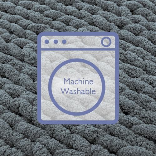Bigacogo Chunky Knit Throw Blanket for Couch, 51x63 inches, Iron Gray - Image 6