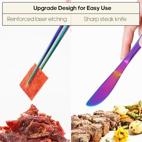 Quatish 5 Piece Travel Utensils with Case, Portable Cutlery Set, Rainbow - Image 2