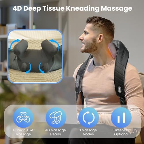 COMFIER Cordless Neck Shoulder Massager with Heat,Classic Black - Image 3