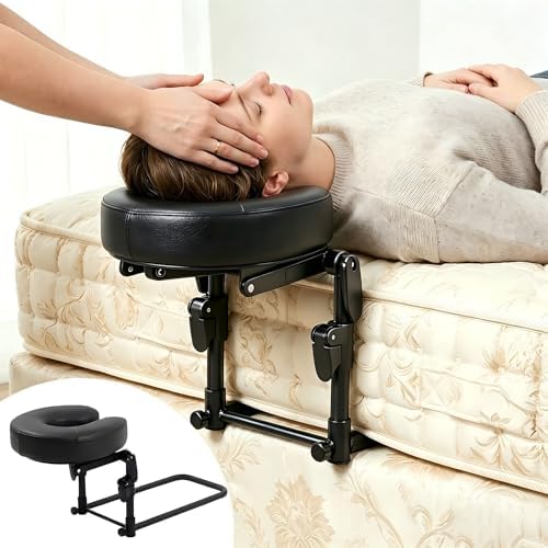 Massage Headrest for Bed Home Mattress Top Massage Kit Adjustable 18" Height SPA Head Holder Massage Face Cradle Home Salon Face Cushion Support Bracket (Black) by Unknown